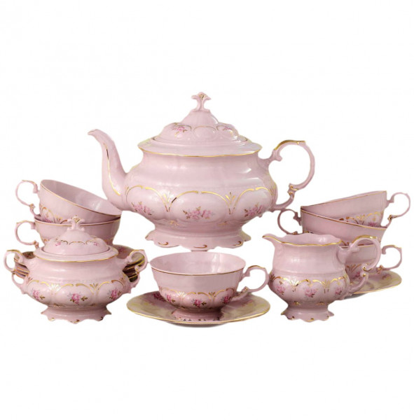 Чайный сервиз на 6 персон 15 предметов  Leander &quot;Соната /Гармония&quot; розовая / 158470
