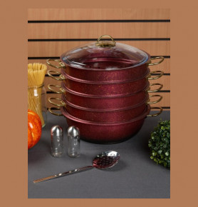 Мантоварка 28 х 10 см с антипригарным покрытием 5,8 л красная  O.M.S. Collection "GRANITE COUSCOUS PAN SET" / 295694