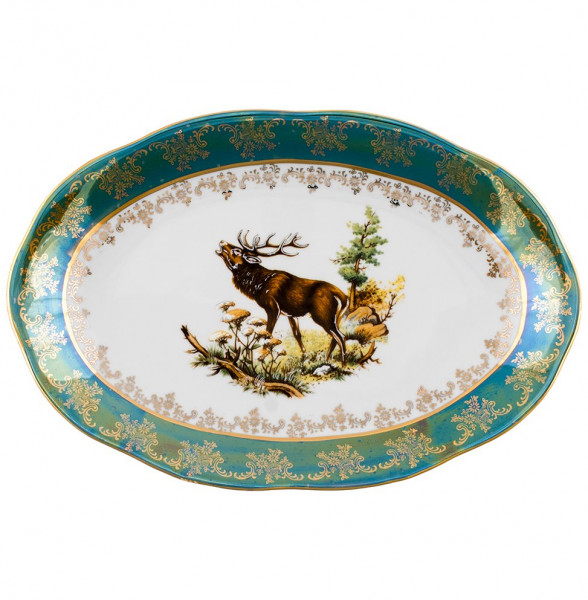 Блюдо 32 см овальное  Royal Czech Porcelain &quot;Аляска /Охота зеленая&quot; / 204841