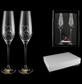 Бокалы для шампанского 210 мл 2 шт  Rona "Маленькое сердце с прозрачными  кристаллами" / 124812