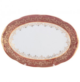 Блюдо 33 см овальное  Sterne porcelan "Фредерика /Золотые листья на красном" / 128811