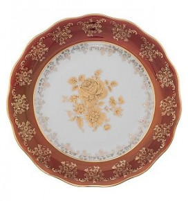 Тарелка 25 см 1 см  Royal Czech Porcelain "Мария-Тереза /Золотая роза /Красная" / 204432