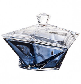 Ваза для конфет 16 см с крышкой  Crystalite Bohemia "Оригами /Серо-Голубая" / 159773