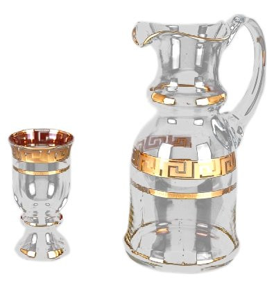 Набор для воды 7 предметов (кувшин 1,5 л + 6 стаканов)  Bohemia &quot;Королевский /Версаче золото&quot; / 005045