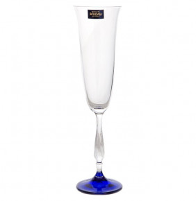Бокалы для шампанского 190 мл 6 шт  Crystalite Bohemia "Антик /Синяя ножка" / 110677