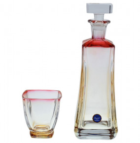 Набор для воды 7 предметов (графин + 6 стаканов)  Crystalite Bohemia "Ареззо /Янтарно-красный" RG / 139032