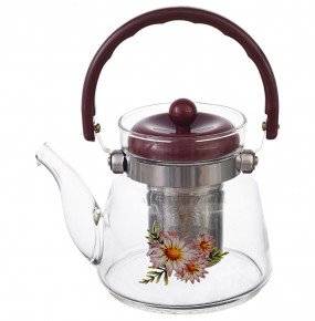 Заварочный чайник с металлическим ситом бордовый  Royal Classics "Ромашки" / 214901