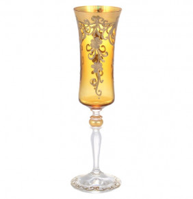 Бокалы для шампанского 190 мл 6 шт амбер  Bohemia "Грация /Золотые цветы с завитушками" E-S / 145718