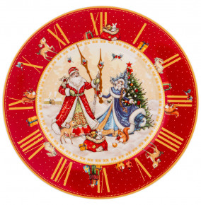 Тарелка 21 см красная  LEFARD "С Новым годом! /Часы /Дед Мороз и Снегурочка" / 268592