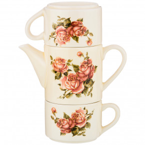 Чайный набор 3 предмета (чайник 400 мл + 2 чашка по 200 мл)  Agness "Корейская роза" / 190290