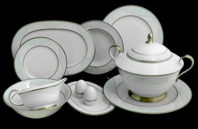 Столовый сервиз на 6 персон 26 предметов  Bavarian Porcelain "Верона /Голубая волна /платина" / 001716