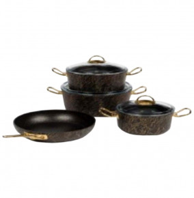 Набор посуды 7 предметов антипригарное покрытие золотой  O.M.S. Collection "AVANGARDE SETS" / 295807