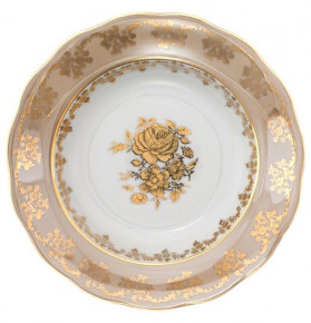 Тарелка 24 см 1 шт глубокая  Royal Czech Porcelain "Аляска /Золотая роза /Бежевая" / 203925