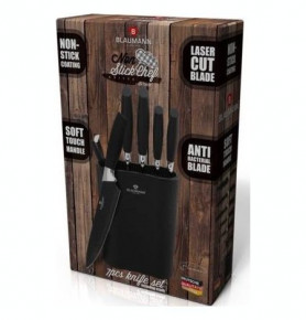 Набор ножей для кухни 7 предметов с подставкой  Berlinger Haus "Crocodile Line" черный / 135776