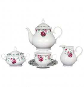 Чайный сервиз на 6 персон 15 предметов  Bohemia Porcelan Moritz Zdekauer 1810 s.r.o. "Офелия 918 /Розочки" / 065121