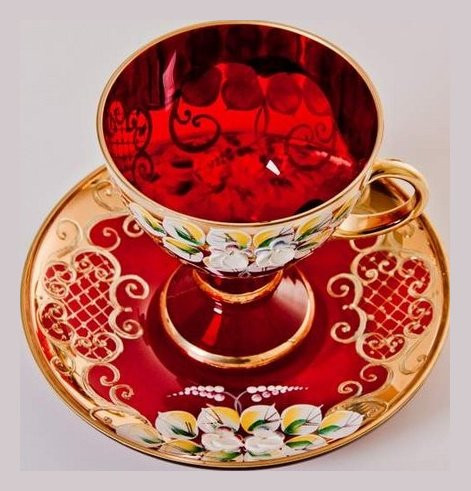 Чайный сервиз на 6 персон 15 предметов  Bohemia &quot;Лепка красная&quot; / 060360