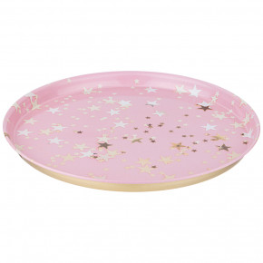 Поднос 33 х 2,1 см сервировочный розовый  Agness "Gold Star" / 255461