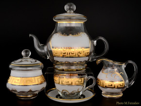 Чайный сервиз на 6 персон 15 предметов  Bohemia "Версаче золото" R-G / 069041