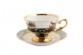 Чайная пара 220 мл 1 шт  Sterne porcelan "Фредерика /Охота зеленая" / 182830