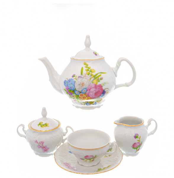 Чайный сервиз на 6 персон 15 предметов  Thun &quot;Бернадотт /Весенние цветы&quot; / 232822