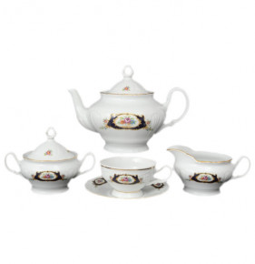 Чайный сервиз на 6 персон 15 предметов низкая чашка  Bohemia Porcelan Moritz Zdekauer 1810 s.r.o. "Лиана /Синеглазка" / 051009