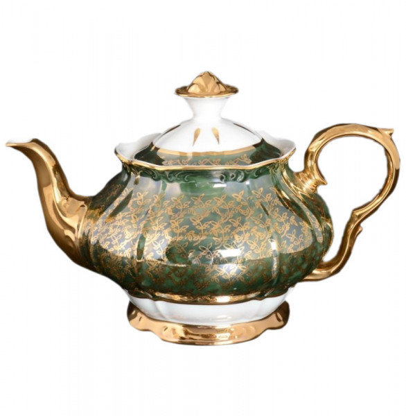 Заварочный чайник 1,2 л  Bohemia Porcelan Moritz Zdekauer 1810 s.r.o. &quot;Магнолия /Зеленая с золотыми листиками&quot; / 106212