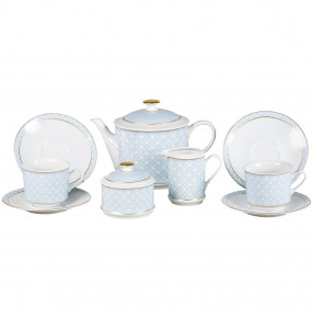 Чайный сервиз на 6 персон 15 предметов  Leander "Сабина /Голубой орнамент" / 158996