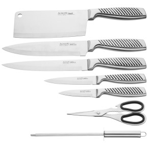 Набор кухонных ножей 8 предметов на пластиковой вращающейся подставке Agness / 336110