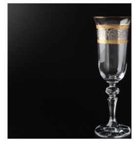 Бокалы для шампанского 150 мл 6 шт  Crystalite Bohemia "Кристина /Платина с золотом" / 033008