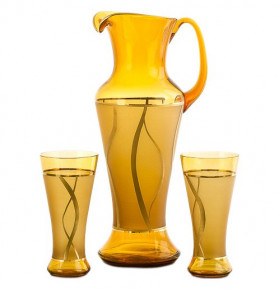 Набор для воды 7 предметов (кувшин + 6 стаканов по 250 мл)  Nd Art "Иксовка /Янтарь /золото" / 036358