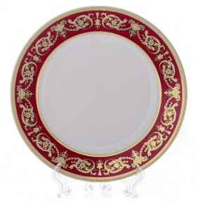 Набор тарелок 27 см 6 шт  Bavarian Porcelain "Александрия /Золотой узор на красном" / 070336