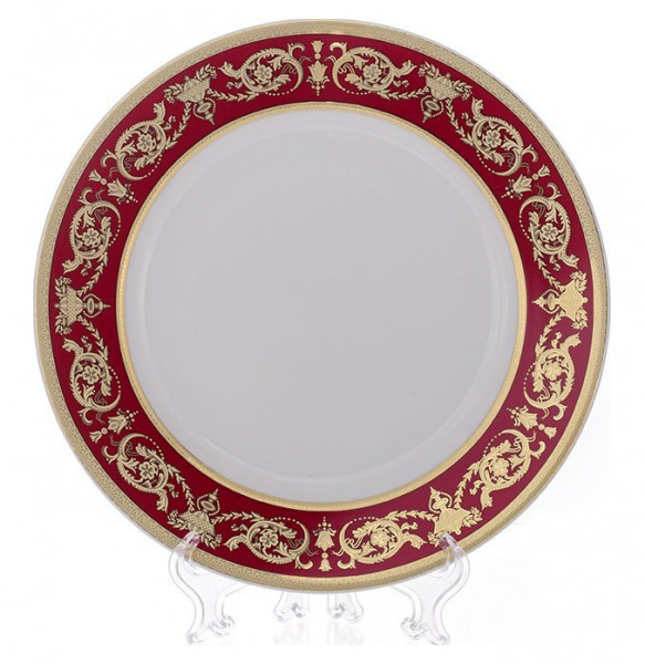 Набор тарелок 27 см 6 шт  Bavarian Porcelain &quot;Александрия /Золотой узор на красном&quot; / 070336