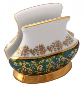 Салфетница  Bavarian Porcelain "Мария-Тереза /Зелёная /Золотые листики" / 001896