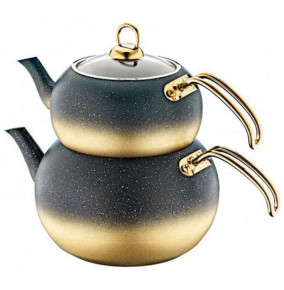 Набор чайников 2 предмета (1 л; 2 л) антипригарное покрытие чёрная золото  O.M.S. Collection "TEAPOT SETS" / 295829