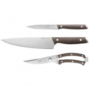 Набор кухонных ножей 3 предмета с деревянной ручкой  Berghoff "Ron" / 162541