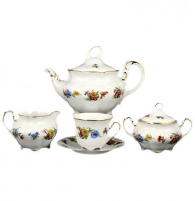 Чайный сервиз на 6 персон 17 предметов  Royal Czech Porcelain "Болеро /Полевой букет /Отводка золото" / 096779