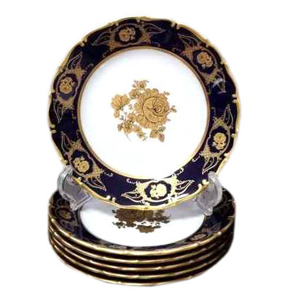 Набор тарелок 17 см 6 шт  Bohemia Porcelan Moritz Zdekauer 1810 s.r.o. &quot;Анжелика /Золотые розы /Ультрамарин /Кобальт&quot; / 027564