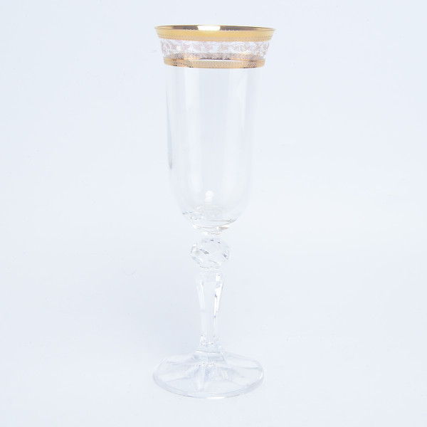 Бокалы для шампанского 150 мл 6 шт  Crystalite Bohemia &quot;Лаура /Золотые листики&quot; / 028674