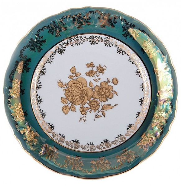 Набор тарелок 24 см 6 шт  МаМ декор &quot;Фредерика /Золотая роза /зелёная&quot; / 133807
