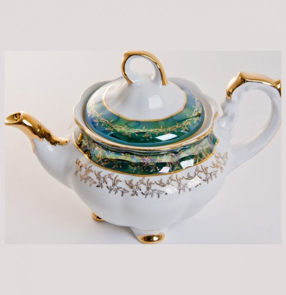 Заварочный чайник 1,1 л  Cmielow &quot;Мария /Зелёная с золотыми листиками&quot; / 043596