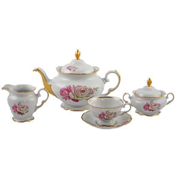 Чайный сервиз на 6 персон 15 предметов  Royal Czech Porcelain &quot;Аляска /Английская роза&quot; / 203867