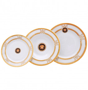 Набор тарелок 18 предметов (19, 23, 25 см)  Leander "Сабина /Версаче /Золотая лента" / 159076