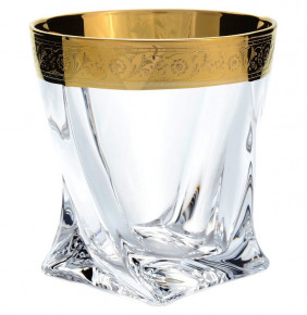 Стаканы для виски 340 мл 6 шт  Crystalite Bohemia "Квадро /Золотой цветочный кант" V-D / 140055