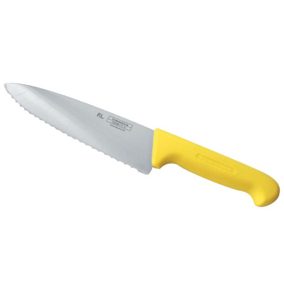 Нож поварской 20 см волнистое лезвие  P.L. Proff Cuisine &quot;PRO-Line&quot; желтый   / 316422