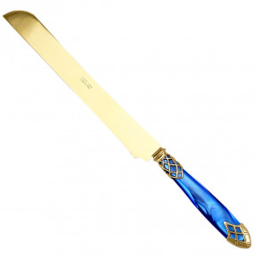 Столовый прибор Нож для хлеба  Domus Design "D&D /Дубаи /Голд" синяя ручка  / 301289