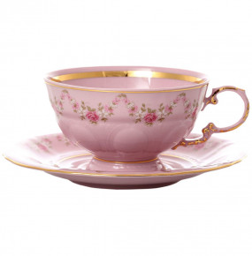 Набор чайных пар 200 мл 6 шт  Leander "Соната /Розовый цветок" розовая / 148704
