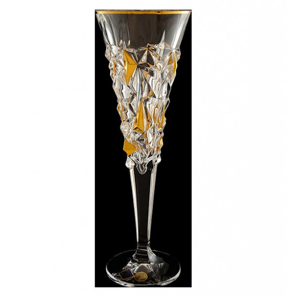 Бокалы для шампанского 200 мл 6 шт  Bohemia Jihlava &quot;Glacier /С золотом&quot; хрусталь Йиглава / 071379