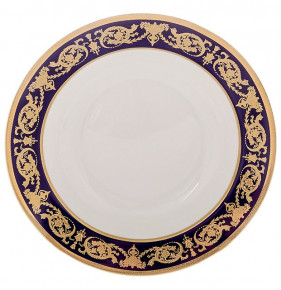 Набор тарелок 27 см 6 шт  Bavarian Porcelain "Александрия /Золотой узор на синем" / 070712