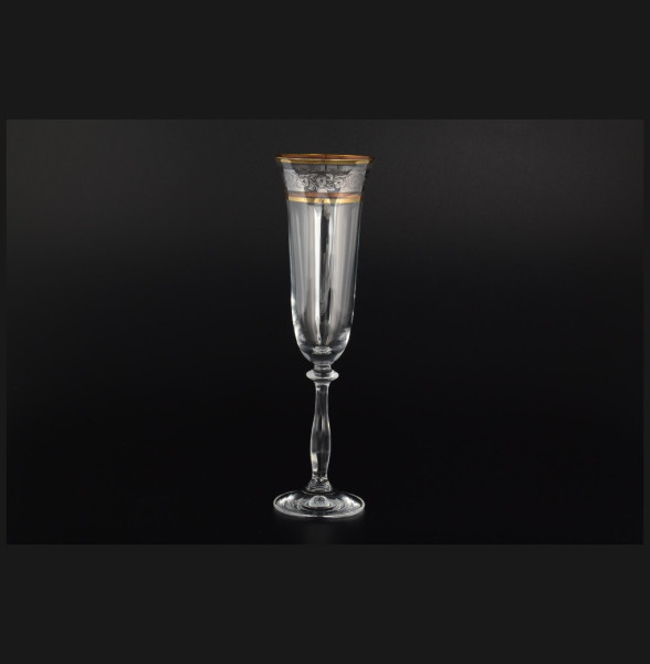 Бокалы для шампанского 190 мл 6 шт  Crystalex CZ s.r.o. &quot;Анжела /Цветочный узор на платине&quot; / 005193
