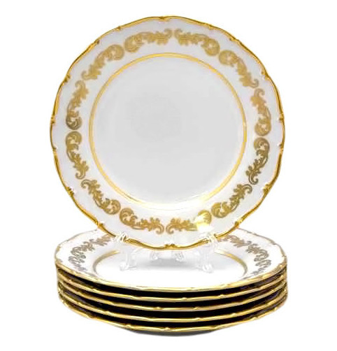 Набор тарелок 19 см 6 шт  Bohemia Porcelan Moritz Zdekauer 1810 s.r.o. &quot;Анжелика /Золотые вензеля&quot; / 042107